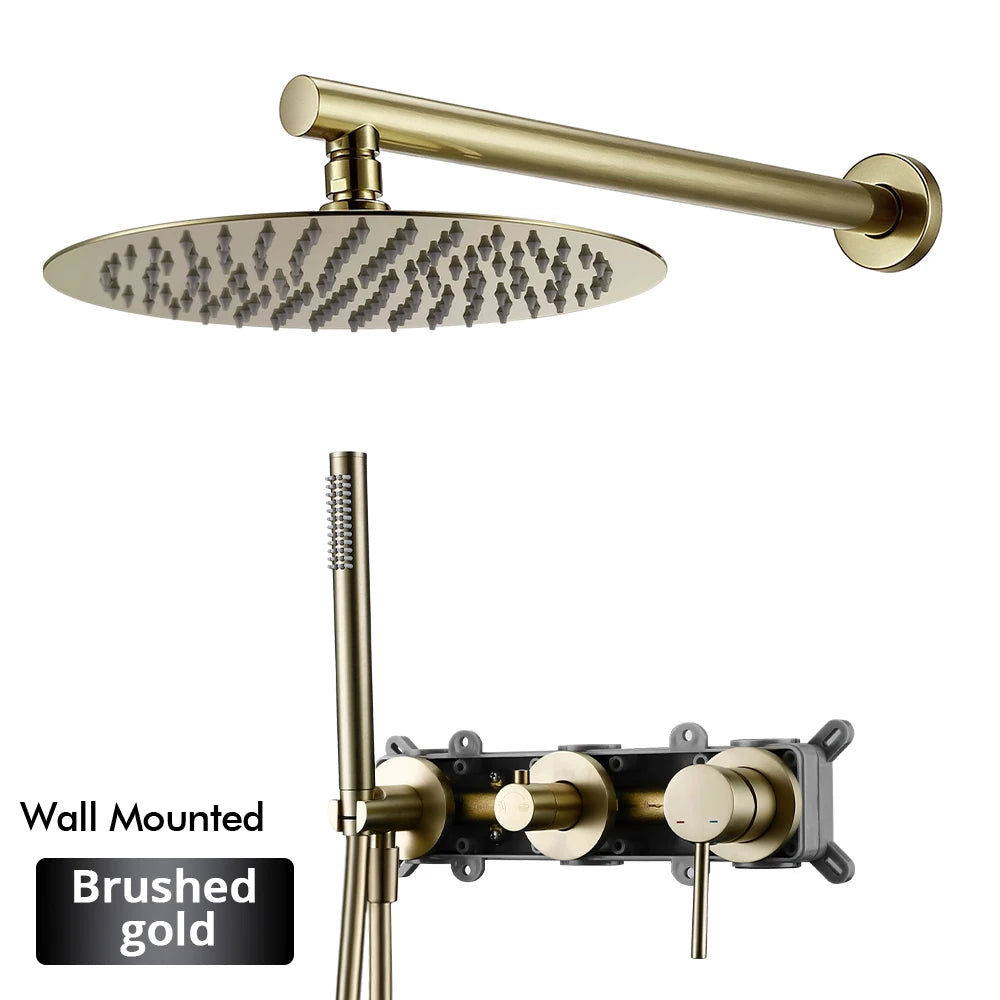 Gunmetal Shower Faucet 8-16 Wall Mounted Concealed Control