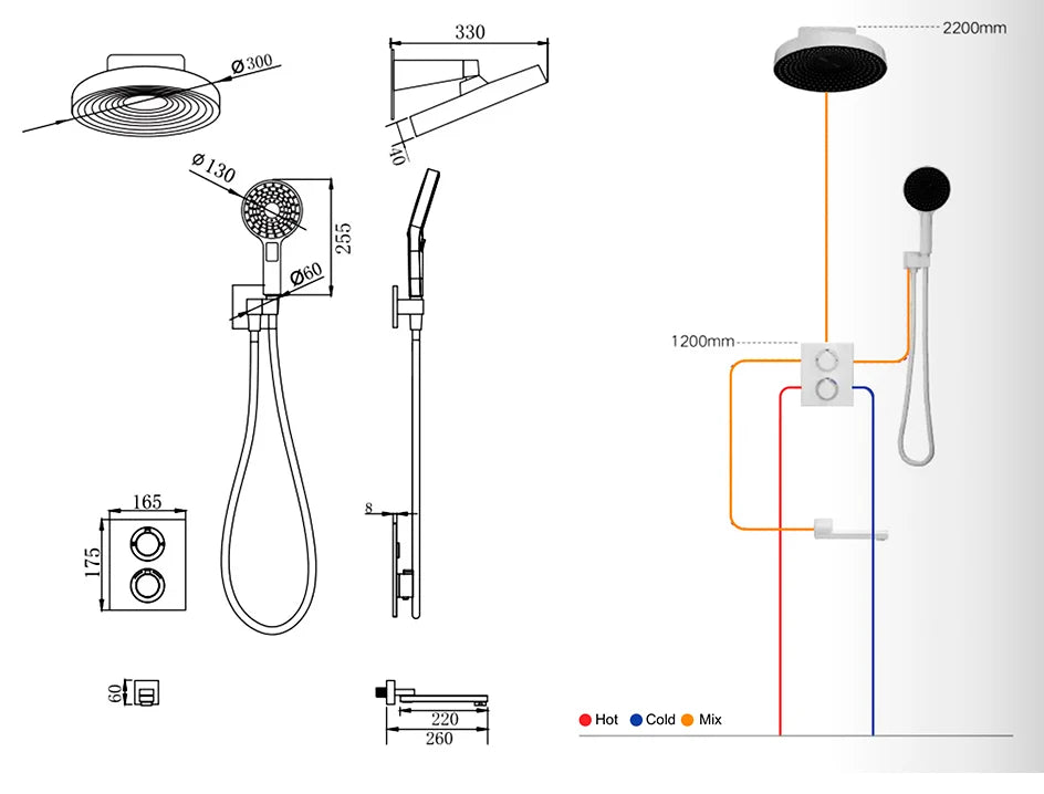 Vgx Concealed Thermostatic Shower System Temperature Digital
