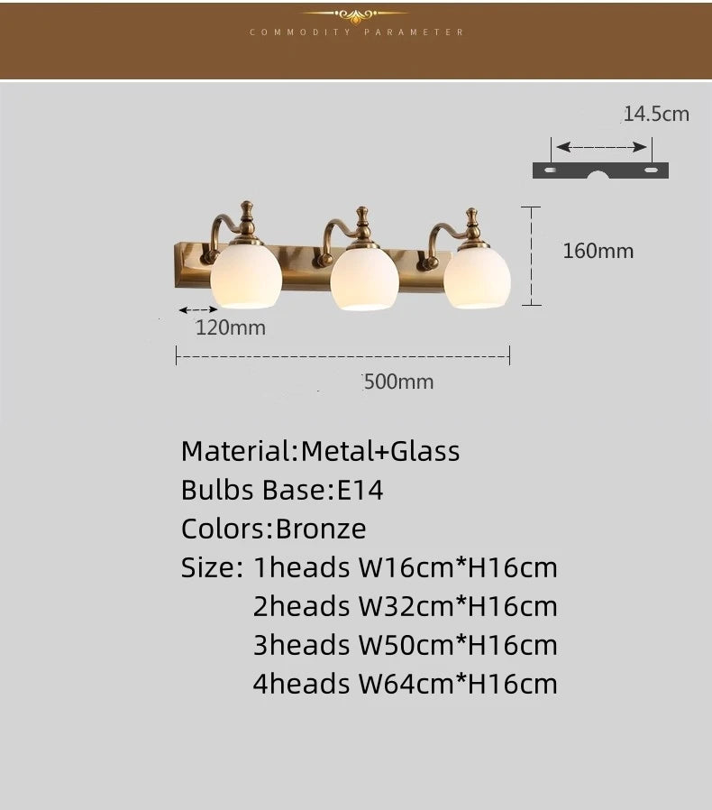 Modern Bathroom Vanity Light Fixtures 3-Light Milky Glass