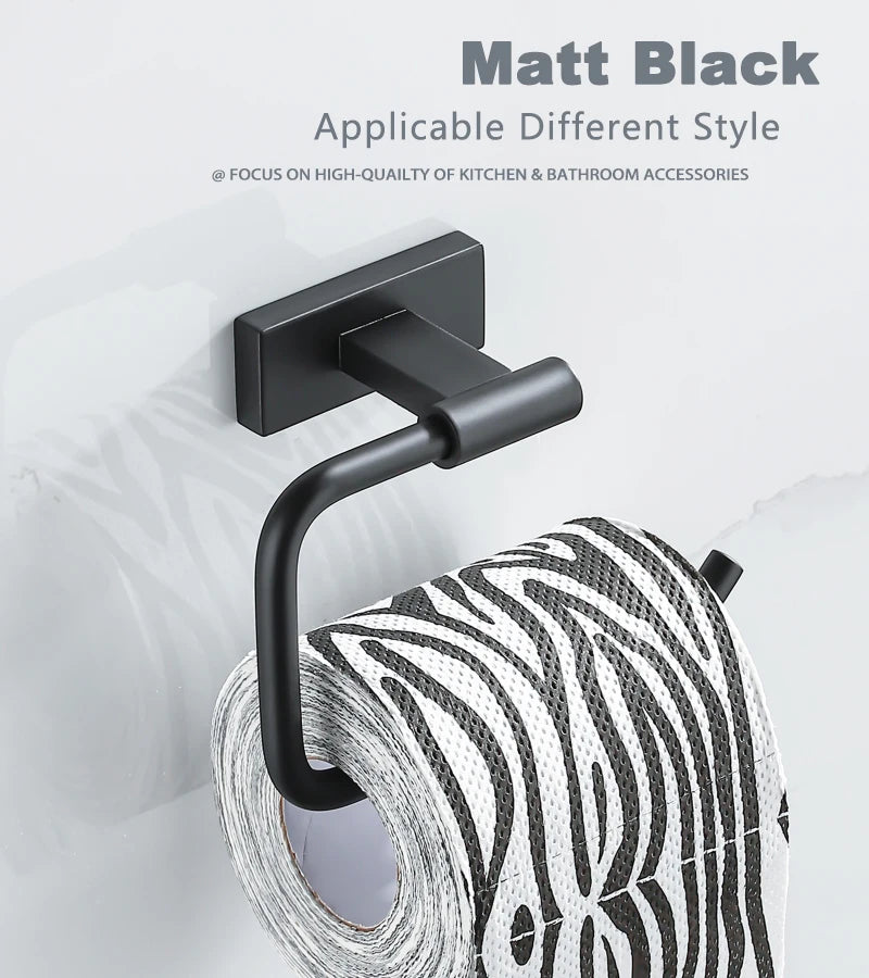 Black Stainless Steel Toilet Paper Holder Wall Mounted