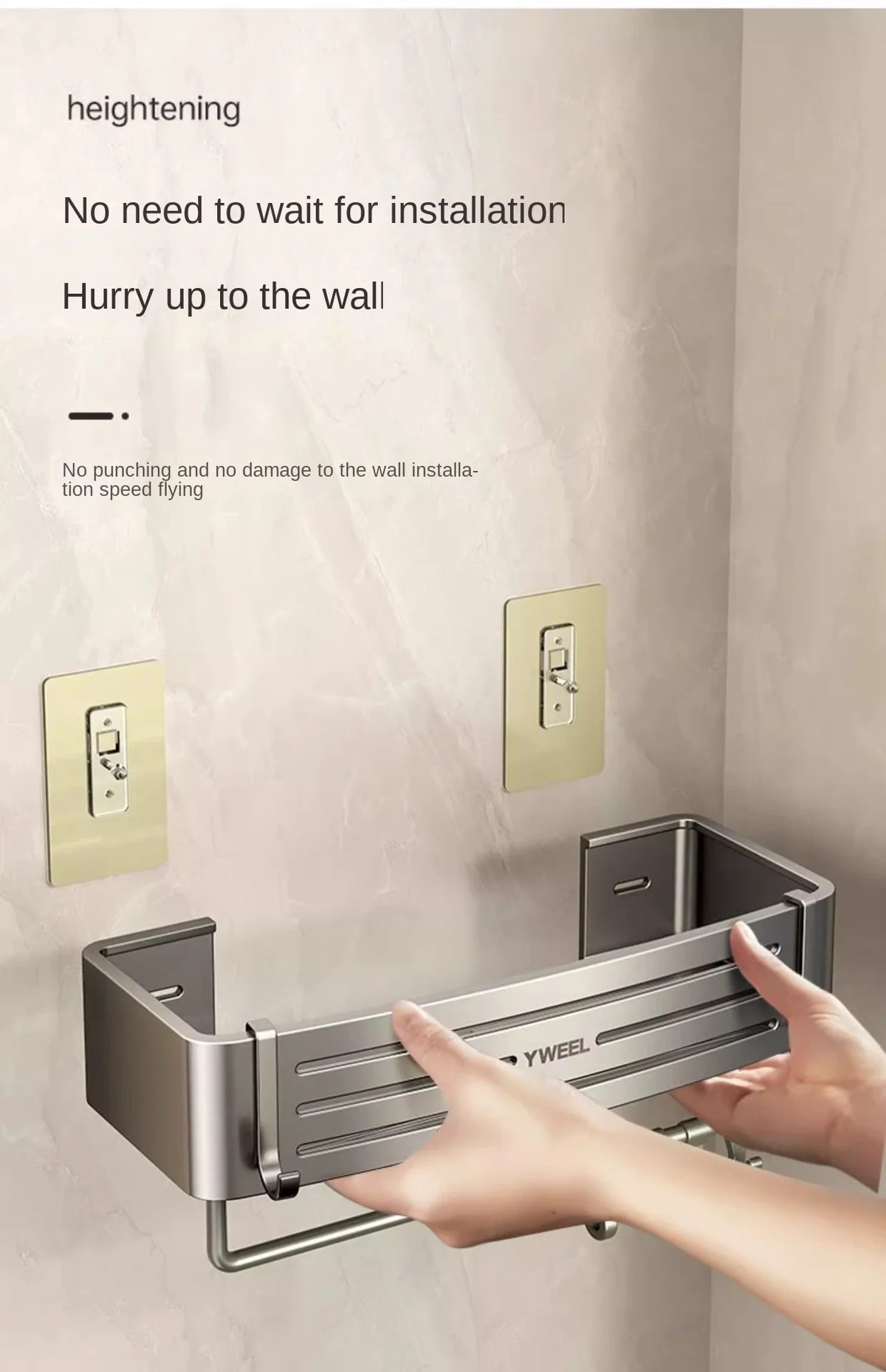 Aluminum Bathroom Shelves Wall Towel Rack Mounted Shower