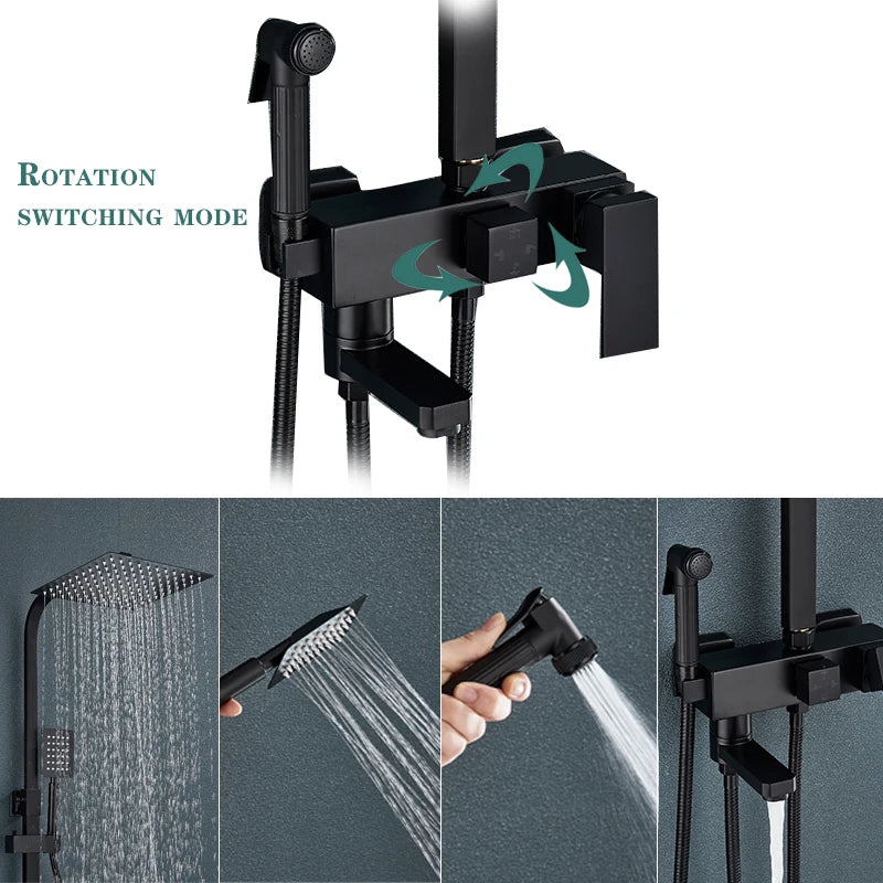 Wanmivezlo Black/Chrome Brass Shower Faucet Bathroom Shower Mixer