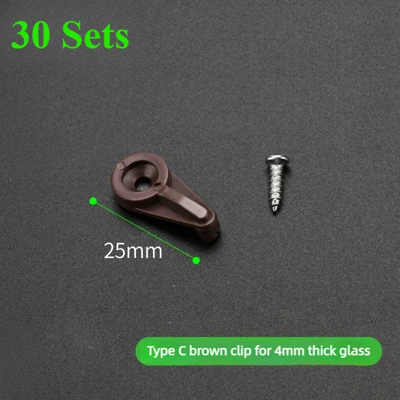 30 Sets Plastic Glass Retainer Clips Mirror Holder