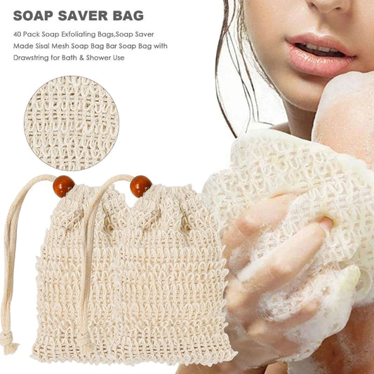 5-50pcs Natural Sisal Soap Bags Shower Bath Exfoliating