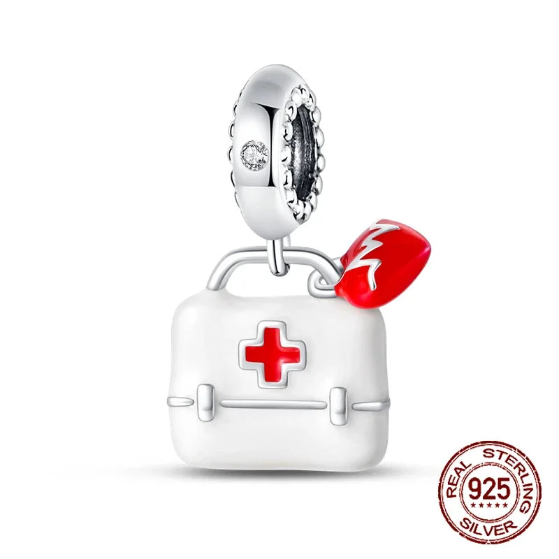 925 Sterling Silver Red Medicine Cabinet Pendant Charms