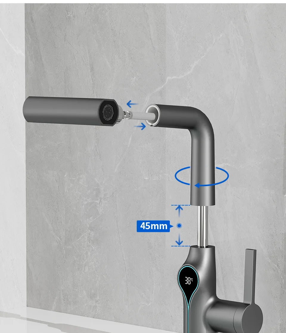 Multi Functional Waterfall Basin Faucet Mode Mixer Tap