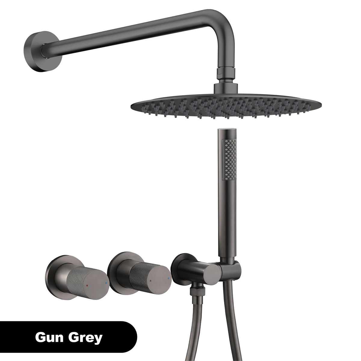 Luxury Gun Gray Brass Wall Mounted Shower System