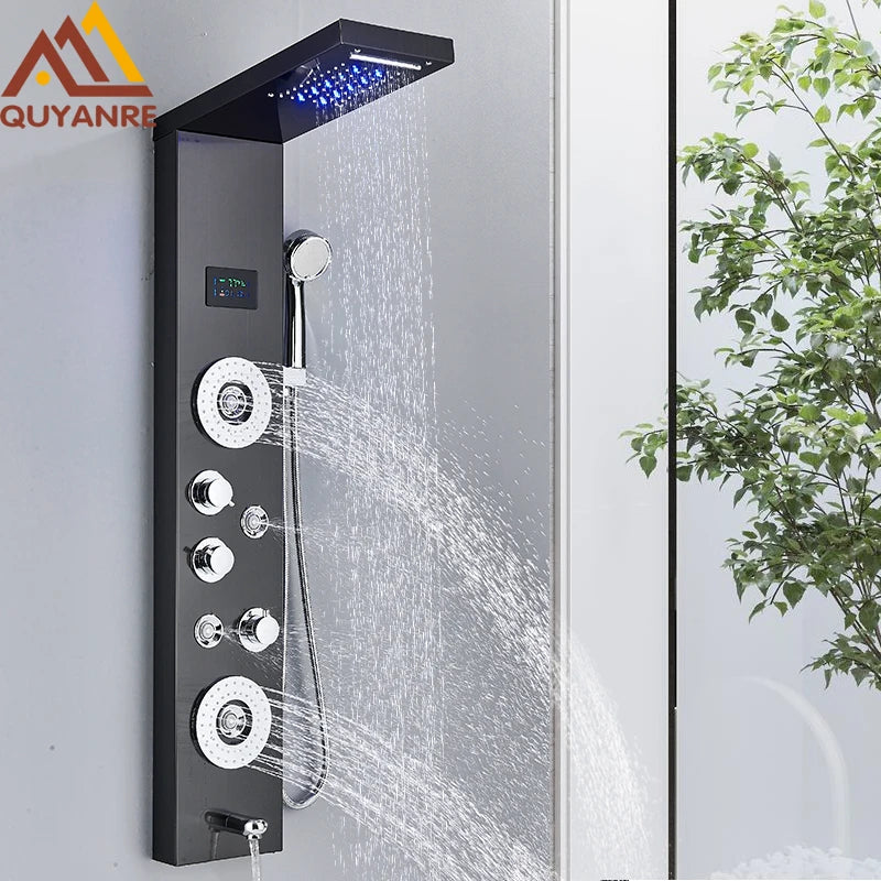 Led Shower Panel Tower System Rain Waterfall Shower