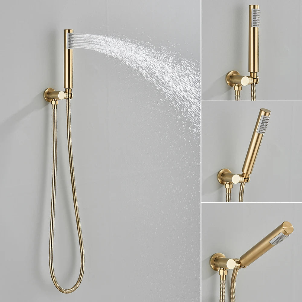 Brushed Gold Shower Faucet Embedded In Ways Shower