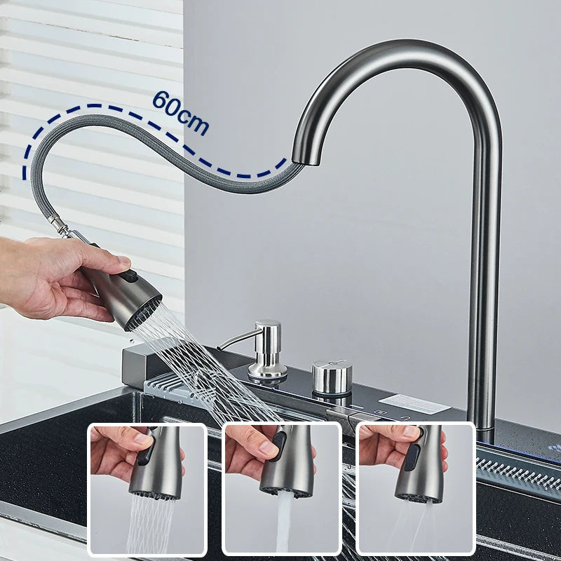 Stainless Steel Sink Faucet 75 45cm Large Bowl