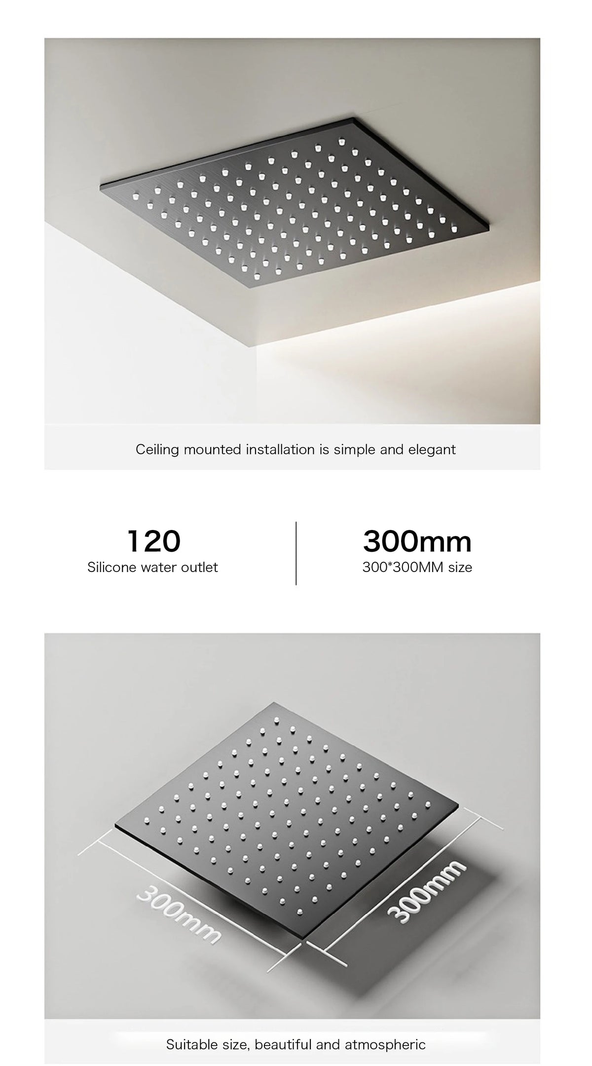 Minimalist Bathroom Ceiling Mount Shower System Rain Shower