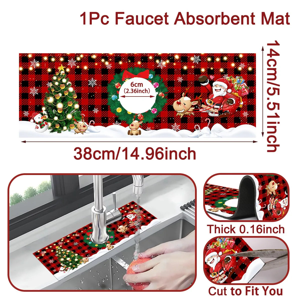 Christmas Absorbent Mat Bathroom Sink Faucet Mats Non