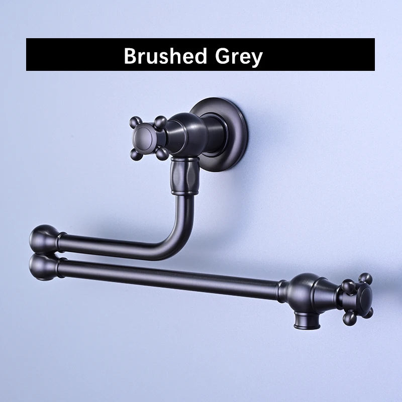 Awolf Solid Brass Pot Filler Brushed Grey Folding