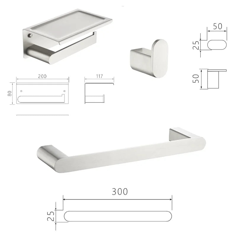 Bathroom Hardware Stainless Steel Bathroom Wall Mounted Towel