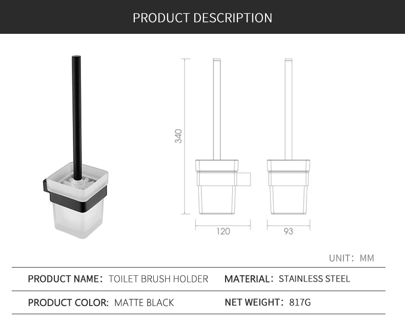 Matte Black Bathroom Hardware Towel Rack Shelf Hook