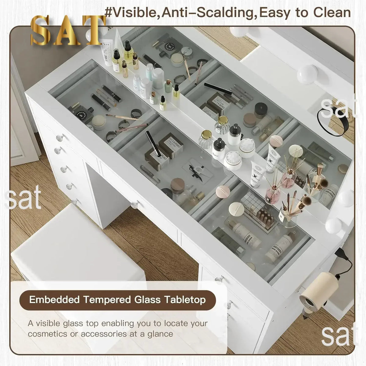 Vanity Desk & Power Outl Makeup Vanity Mirror
