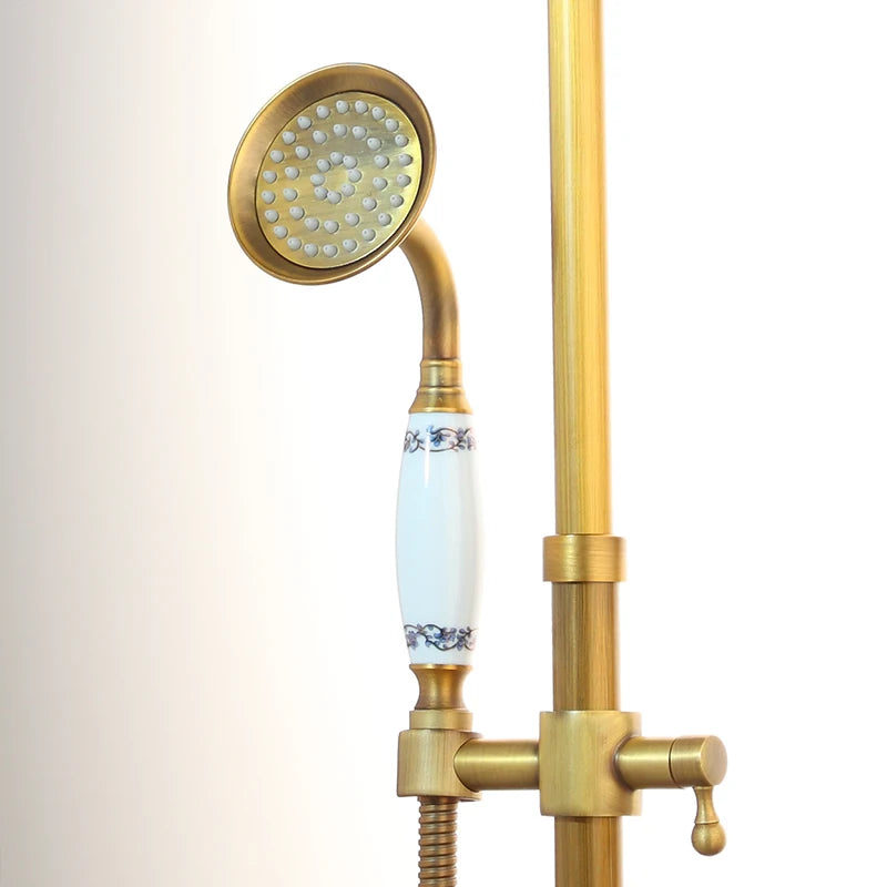 Kemaidi Antique Brass Retro Vintage Bathroom Shower Faucet