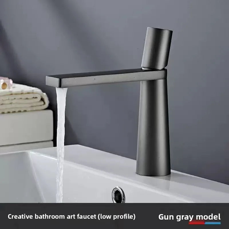 Elegant Black Handle Bathroom Faucet - Stainless Steel