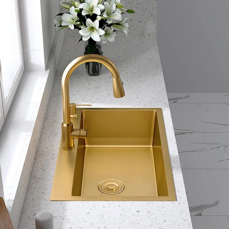 Gold Kitchens Sink Nano Handmade 304 Stainless Steel
