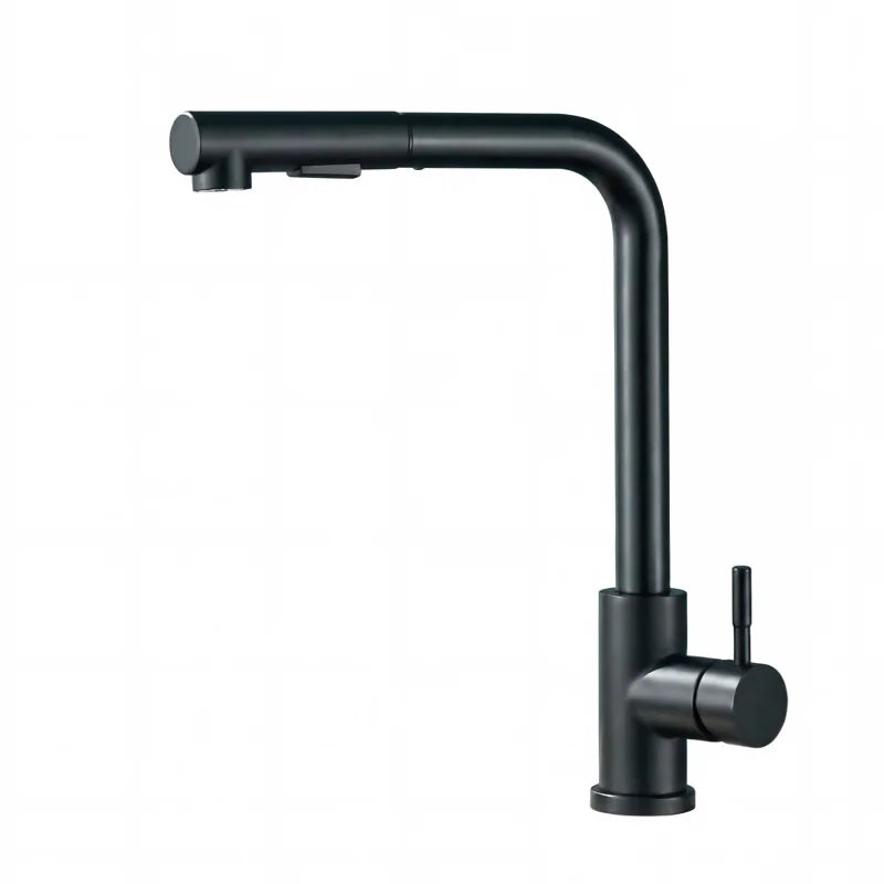 Black Flexible Pull Out Sink Faucet Stainless Steel