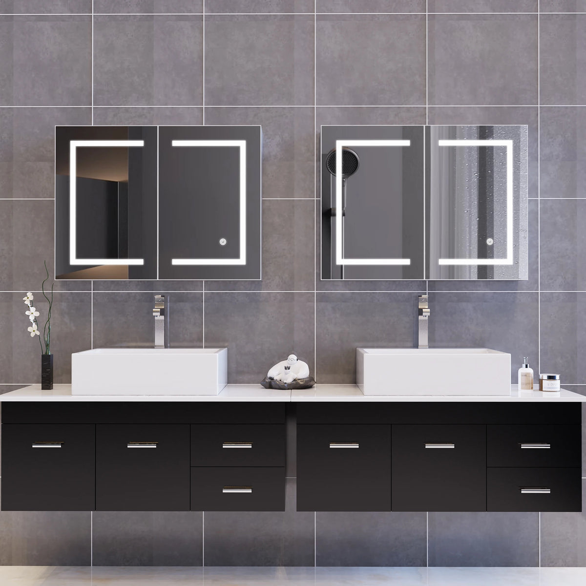 Anajqaqia Bathroom Wall Cabinet Mirror Featuring Led Lighting