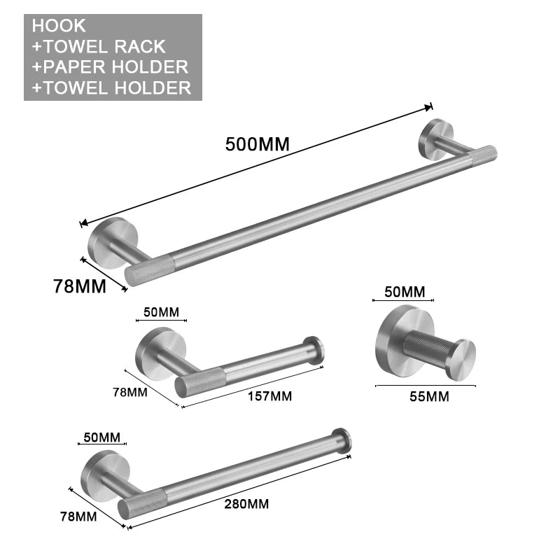 Brushed Nickel Bathroom Wall Mount Bath Shelf Robe