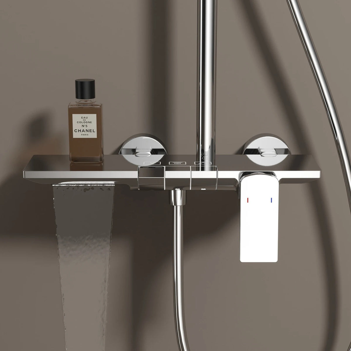Brushed Gold Piao Bathroom Shower System Brass Waterfall