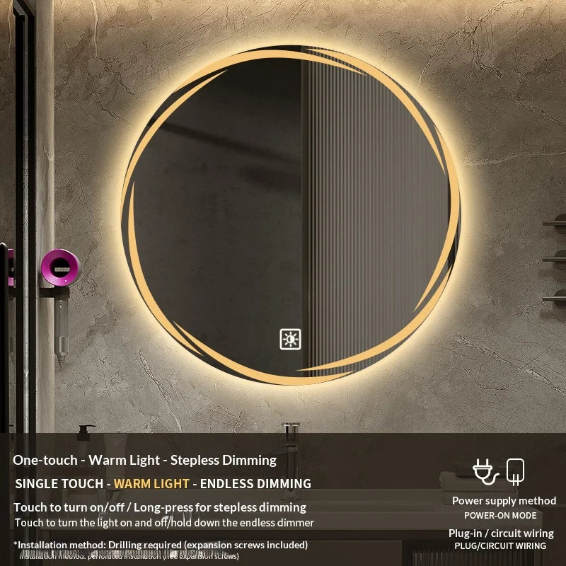 Bathroom Mirror 70 Cm Round Anti-Fog Led Bathroom