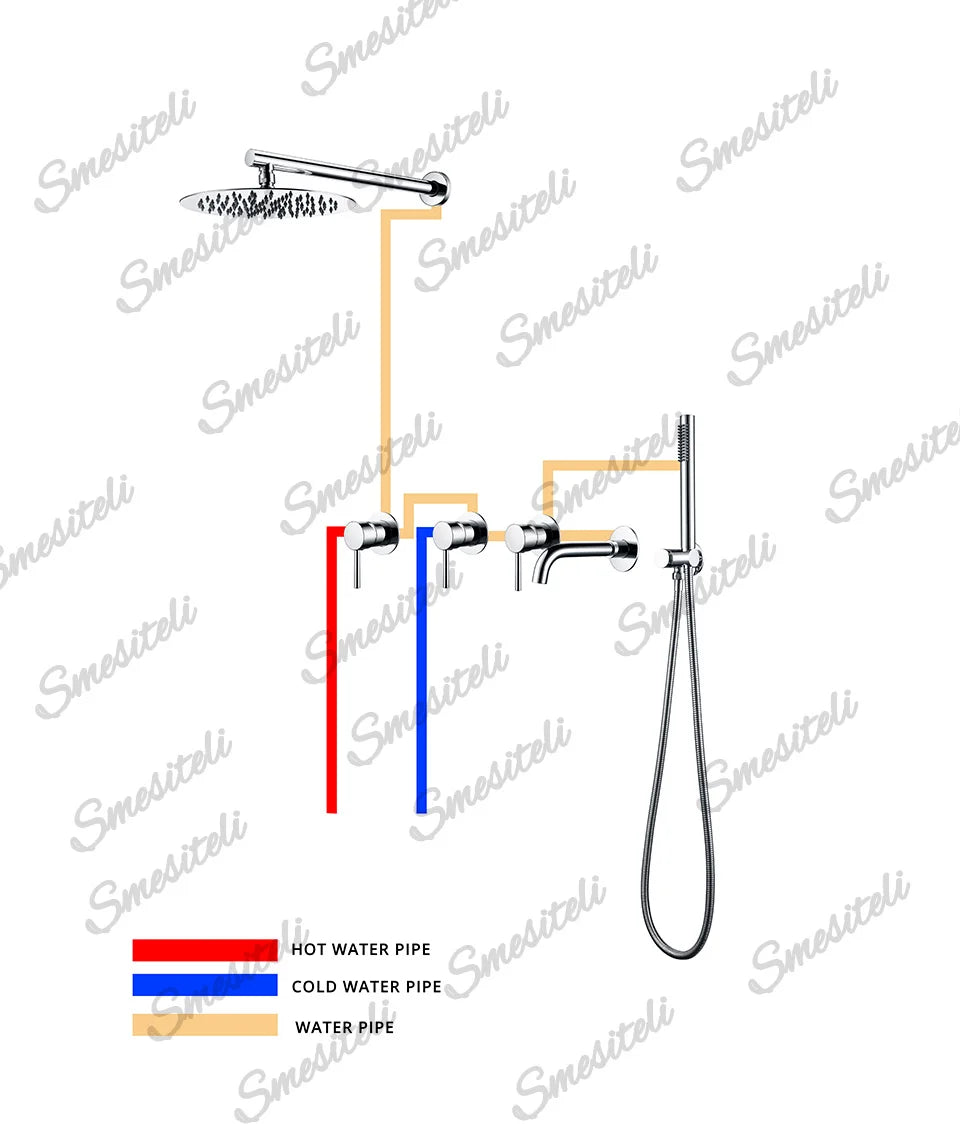 Bathroom Shower Faucet Bathroom Mixer Tap Bathtub Brass
