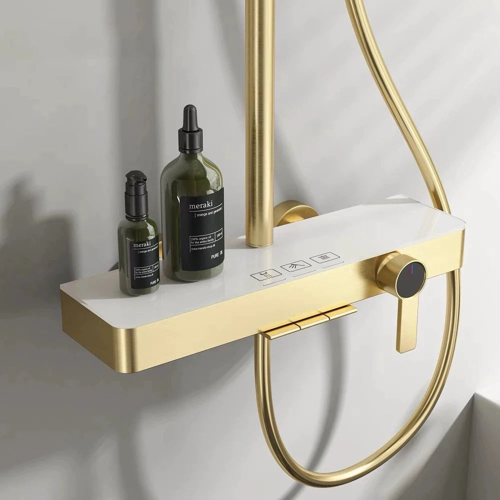 Cold Bathroom Shower System Sprinkler Brushed Rose Gold