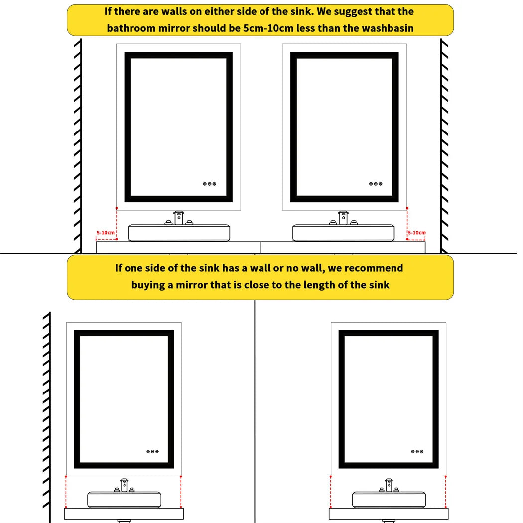 Luvodi Illuminated Bathroom Mirror Gold Frame Wall Mounted