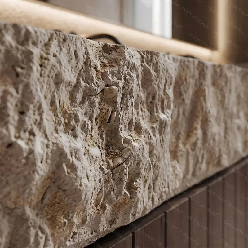 Any Size Custom Wall Mounted Washbasin Rough Travertine
