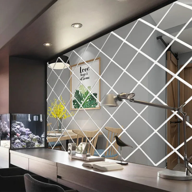 3d Mirror Stickers Acrylic Triangles Self-Adhesive Diamonds Diy