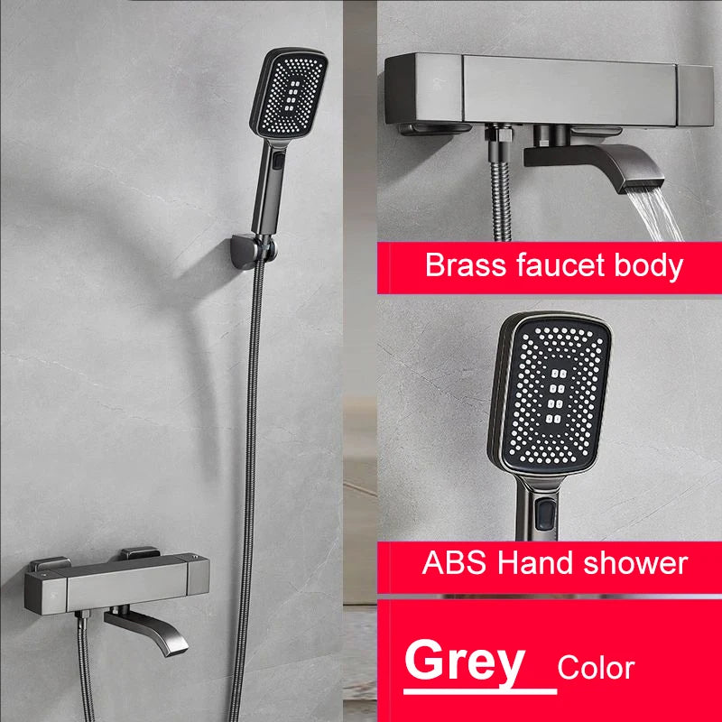 White Thermostatic Bathroom Shower 12 Inch Square Rain