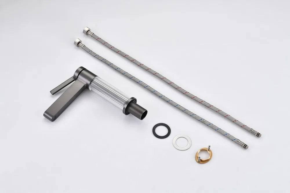 Yellow Bathroom Basin Faucet Acrylic Brass Cold Water