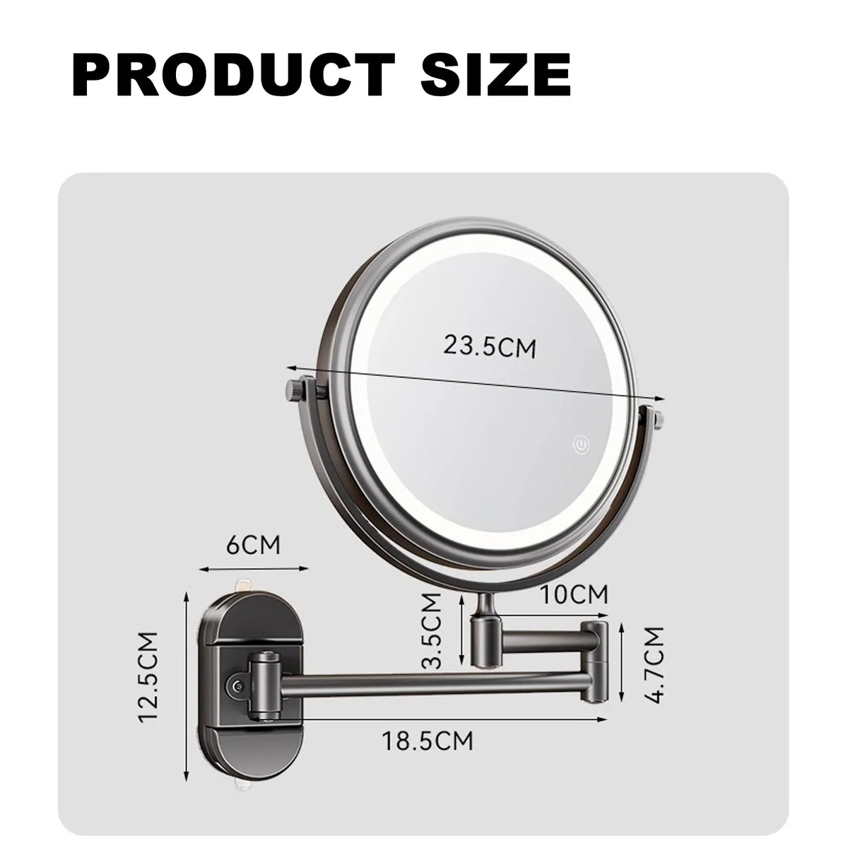 6/8 Inch Wall Mounted Makeup Mirror Extending Folding