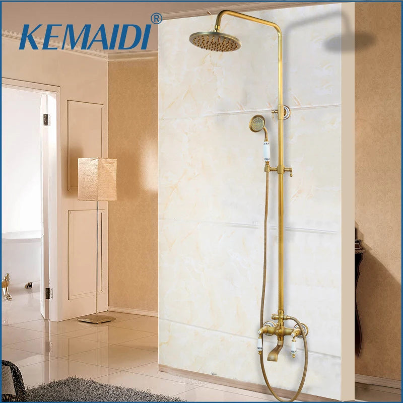 Kemaidi Antique Brass Retro Vintage Bathroom Shower Faucet
