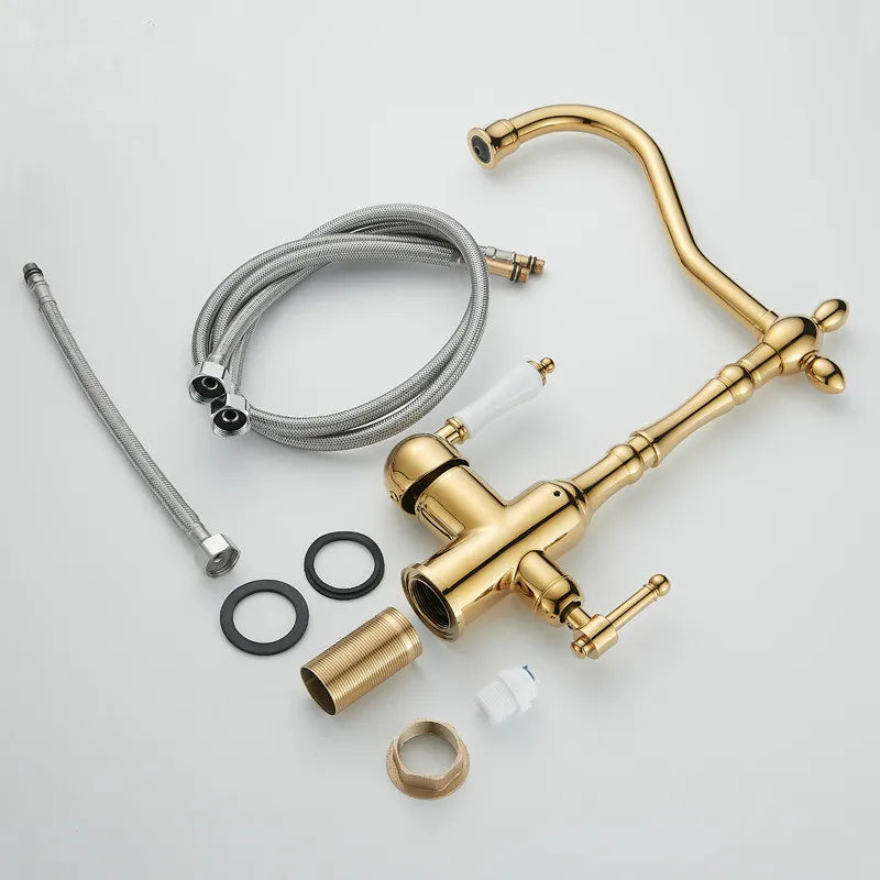 Antique Waterfilter Tap Faucet Gold Mixer Drinking Purify