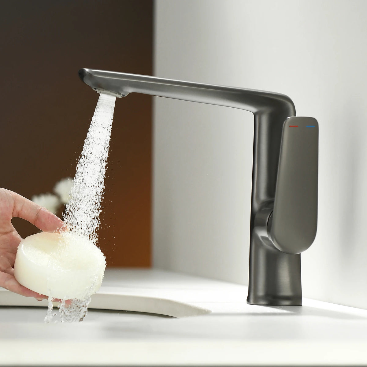 Aitana Luxury Chromium Brass Bathroom Faucet Simple Design