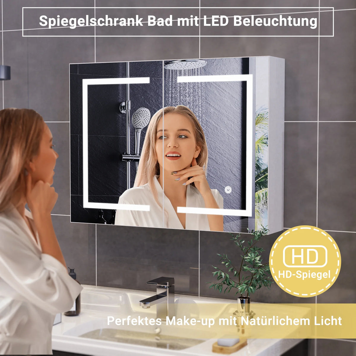 Anajqaqia Bathroom Wall Cabinet Mirror Featuring Led Lighting