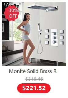 Monite Rainfall Shower Faucet Brushed Nickel Bathroom Shower