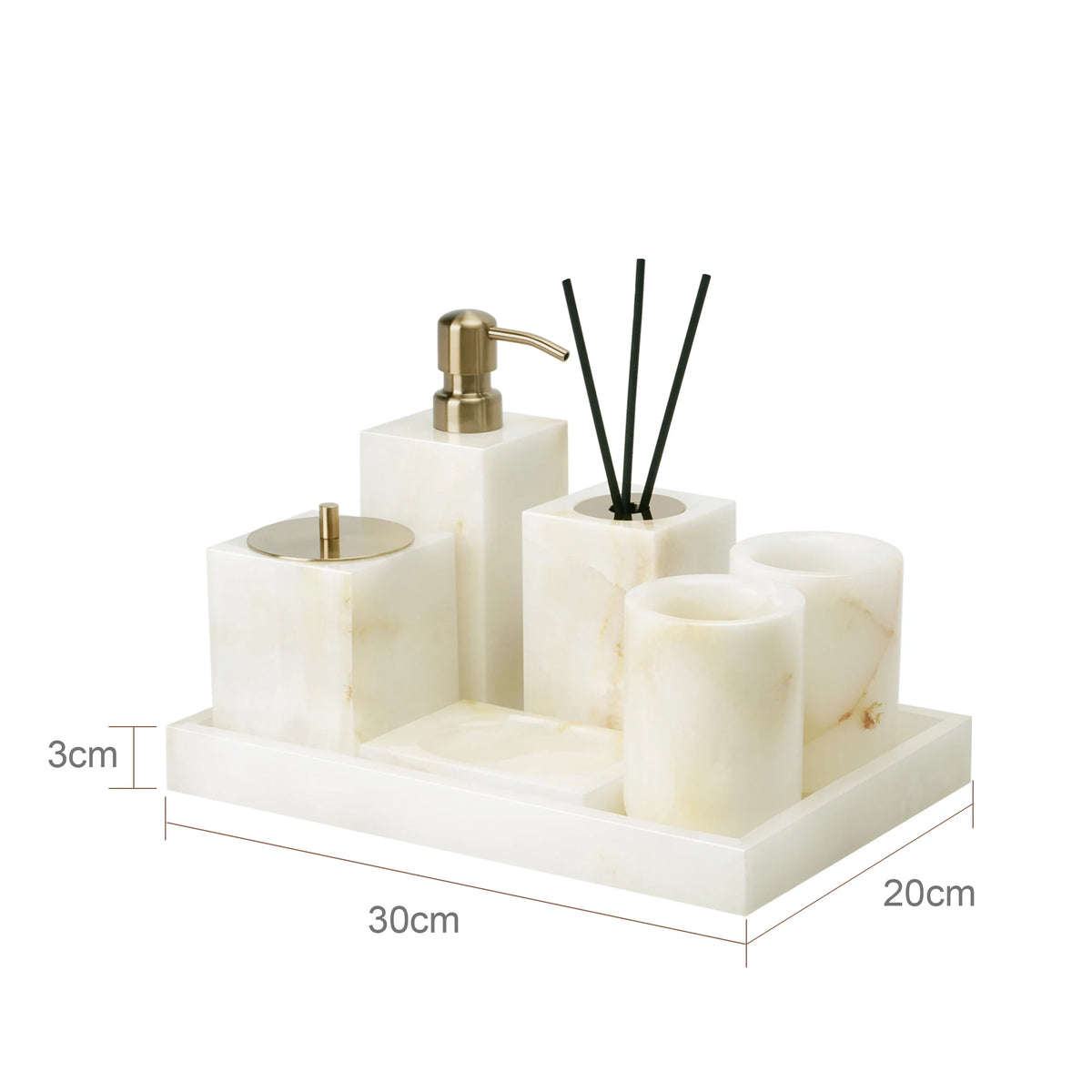 White Onyx Natural Marble Bathroom Elegant Soap Dispenser