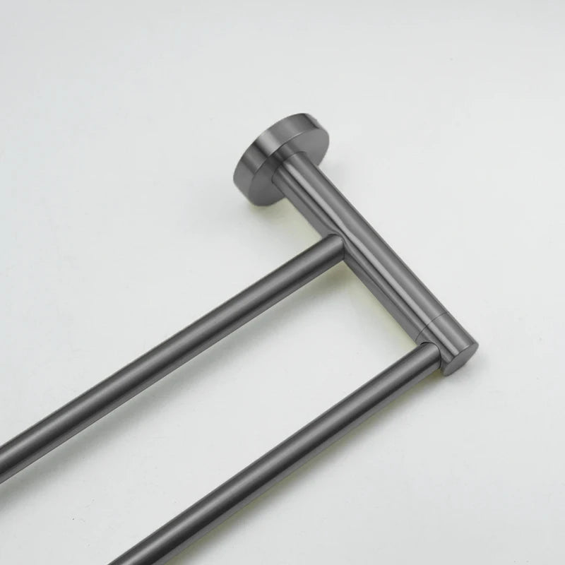 Grey Bathroom Hardware Kit Stainless Steel Round Wall