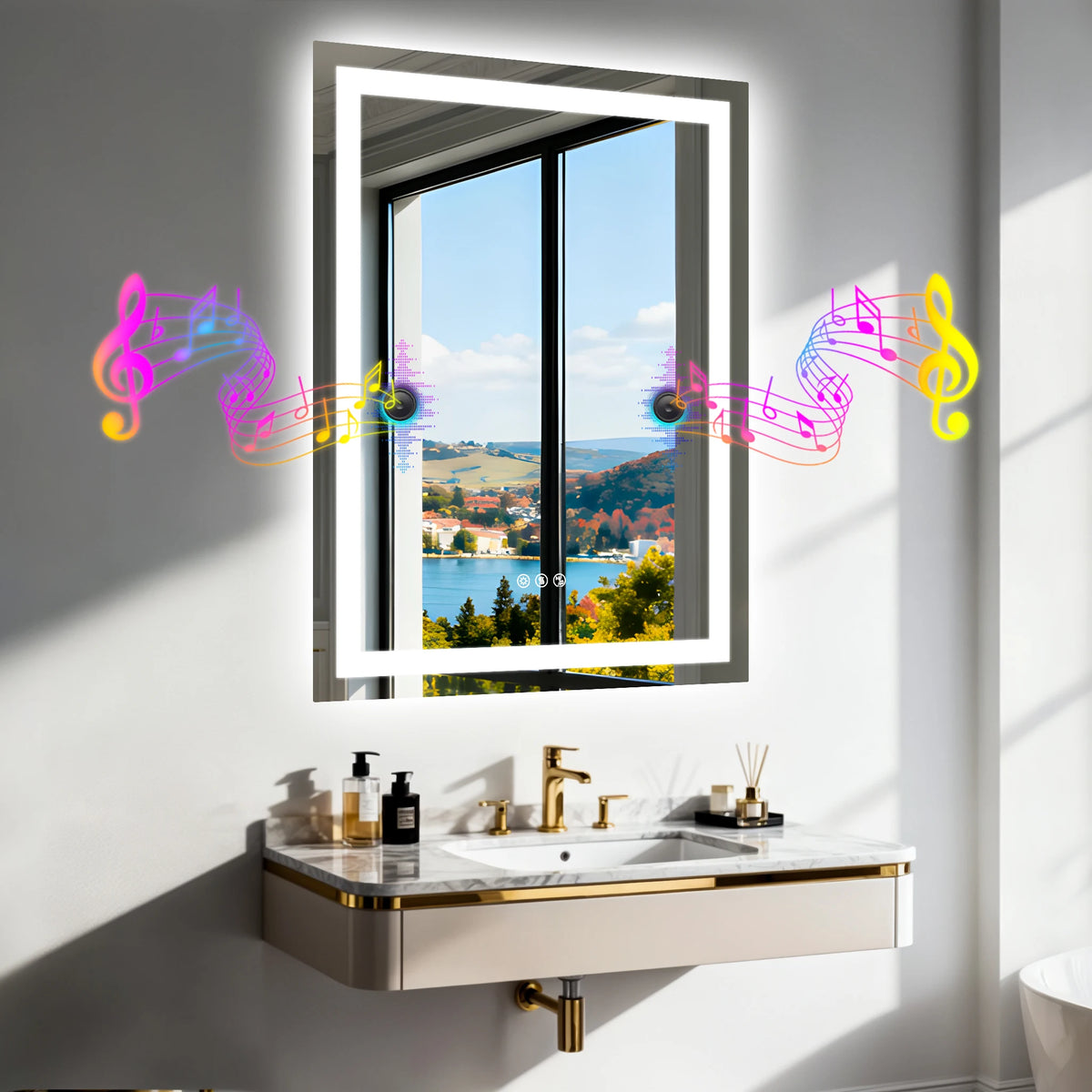 Led Bathroom Mirror Tempered Glass Mirror Bluetooth Colors