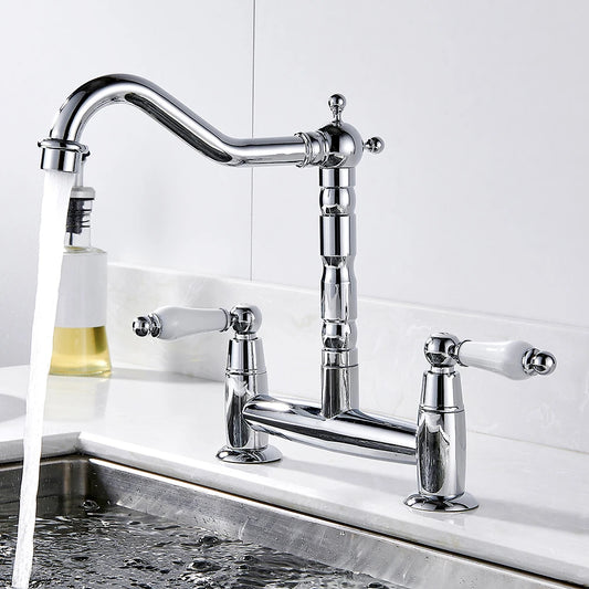 Ceramic Handle Faucet European Style Full Brass Retro