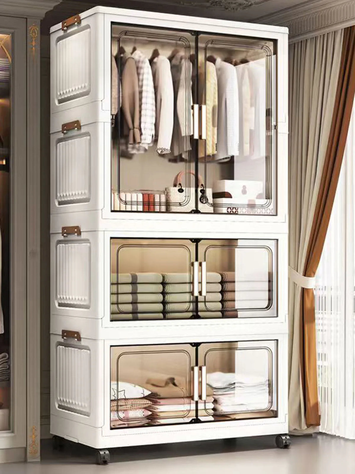Multi-Functional Folding Storage Cabinet Doors White/Black/Gray