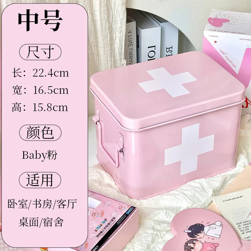 Pink Aesthetic Storage Organizer Box Multi-Layer Compartments