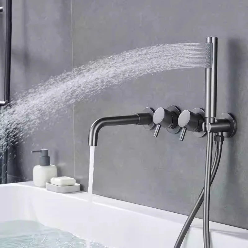 Farrete Concealed Wall-Mounted Bathtub Faucet Gun Grey All-Copper