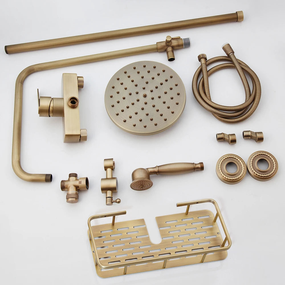 Kemaidi Antique Shower Bathroom Bath Shower Faucet W/Shelf