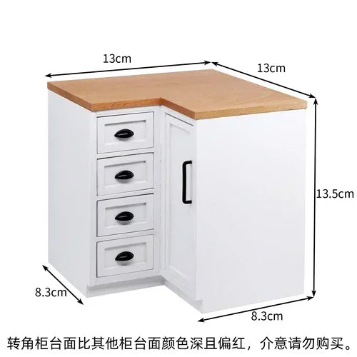 1/6 Dollhouse Miniature Furniture Wooden Shelf Cabinet Sink
